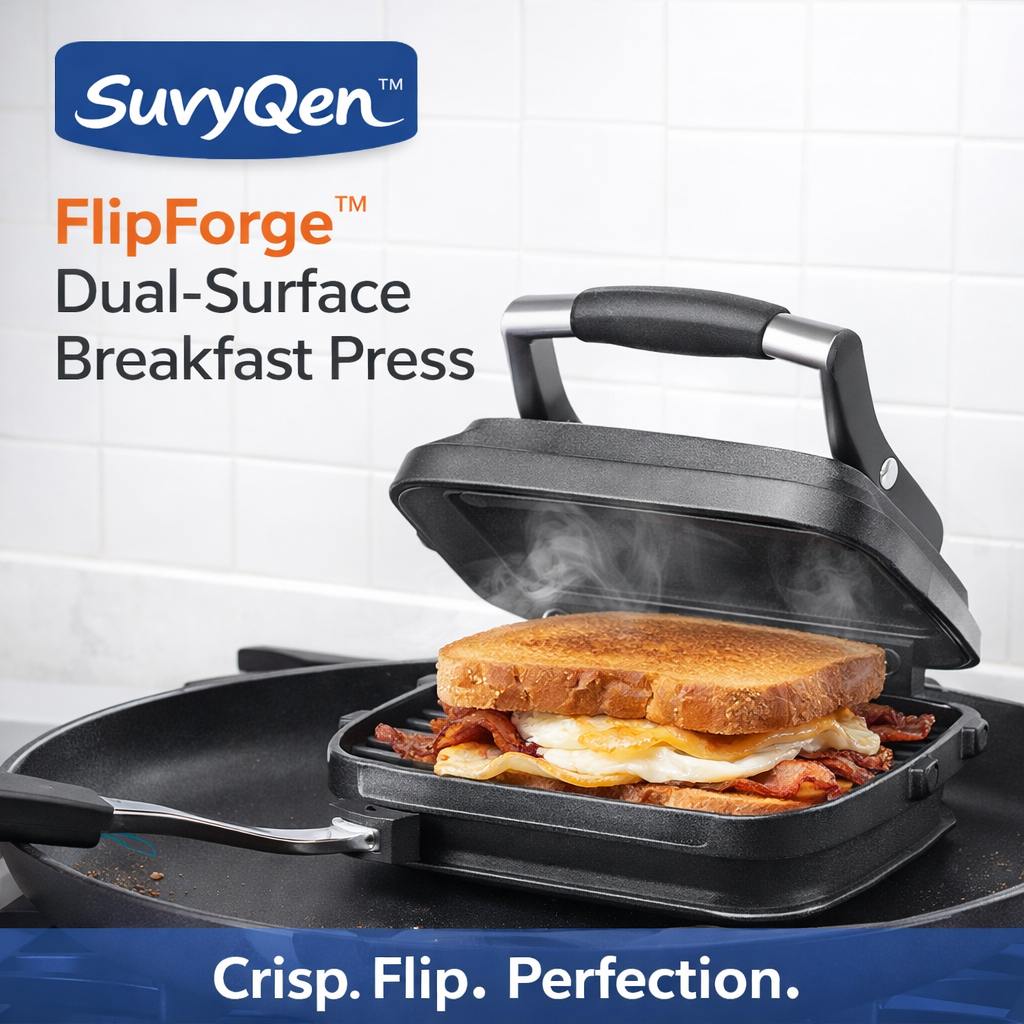 SuvyQen™ FlipForge™ Dual-Surface Breakfast Press