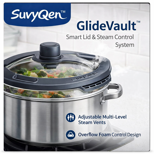 SuvyQen™ GlideVault™ Smart Lid & Steam Control System