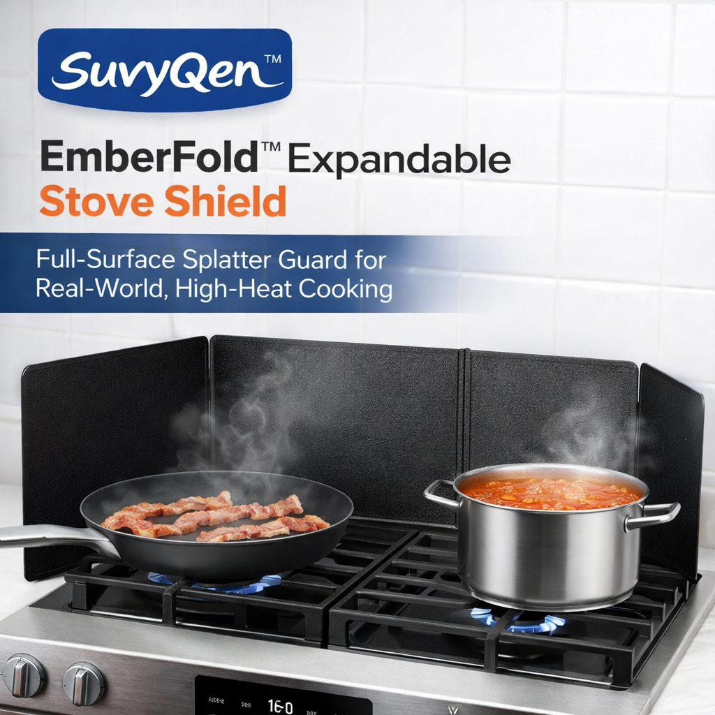SuvyQen™ EmberFold™ Expandable Stove Shield