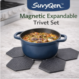 SuvyQen™ HeatNest™ Magnetic Foldable Trivet Set (4-Pack, Expandable)