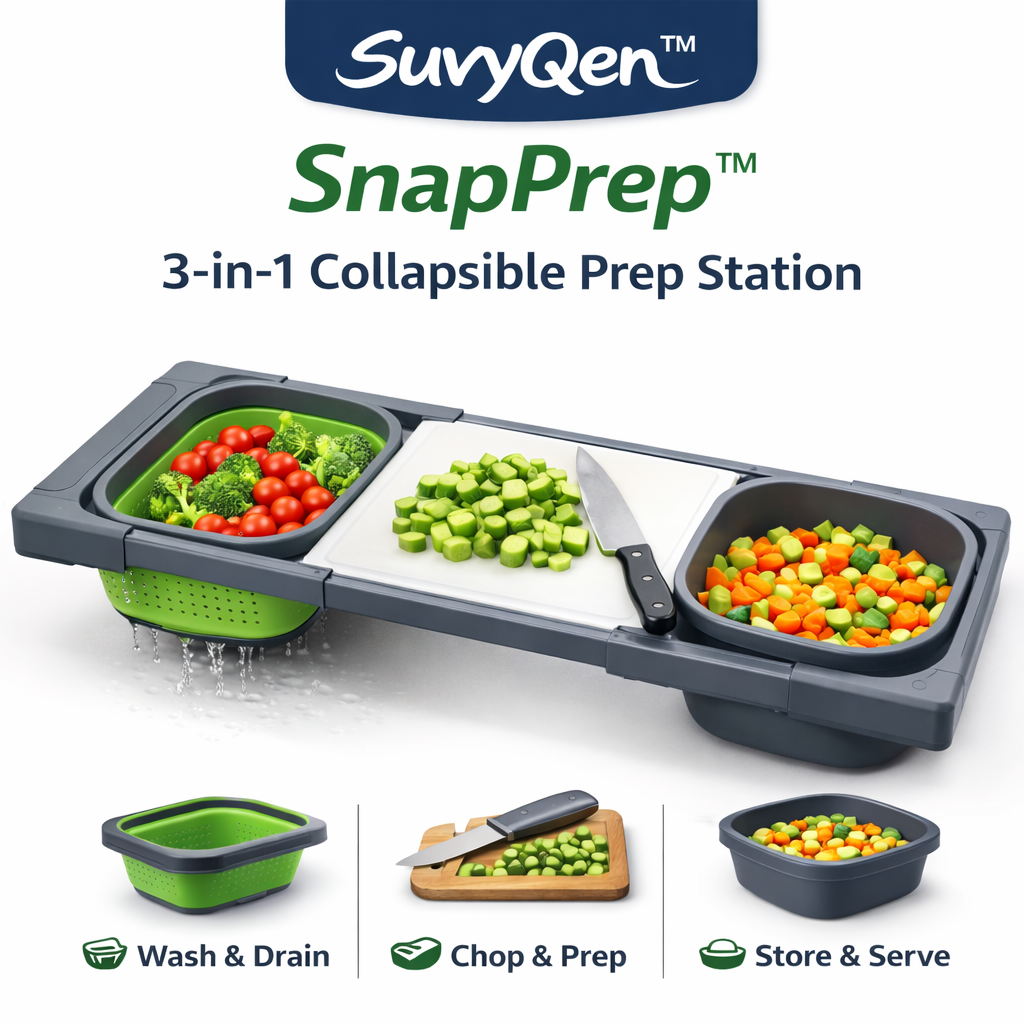 SuvyQen™ SnapPrep™ 3-in-1 Collapsible Prep Station