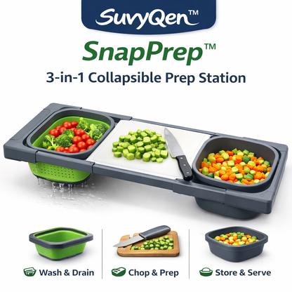 SuvyQen™ SnapPrep™ 3-in-1 Collapsible Prep Station