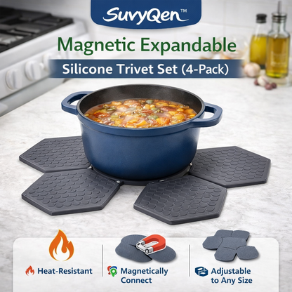 SuvyQen™ HeatNest™ Magnetic Foldable Trivet Set (4-Pack, Expandable)