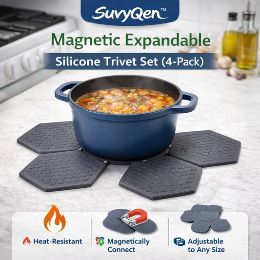 SuvyQen™ HeatNest™ Magnetic Foldable Trivet Set (4-Pack, Expandable)