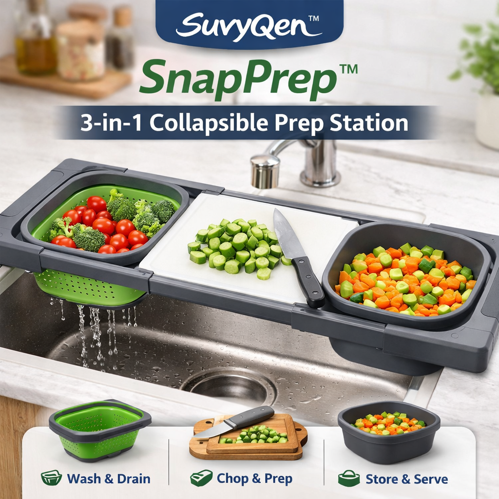 SuvyQen™ SnapPrep™ 3-in-1 Collapsible Prep Station