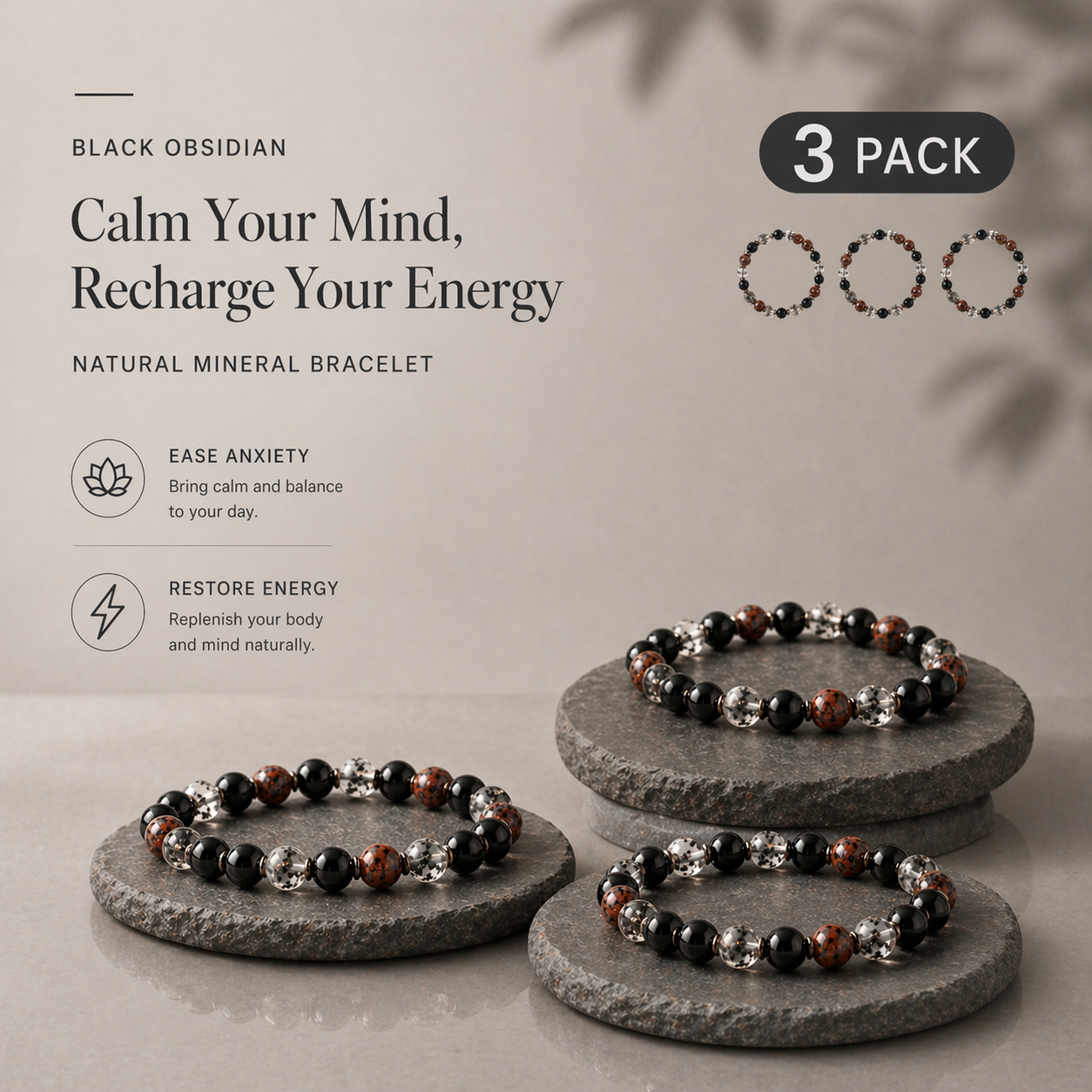 Lucky Rhythm Natural Stone Bracelet for Calm, Focus & Energy